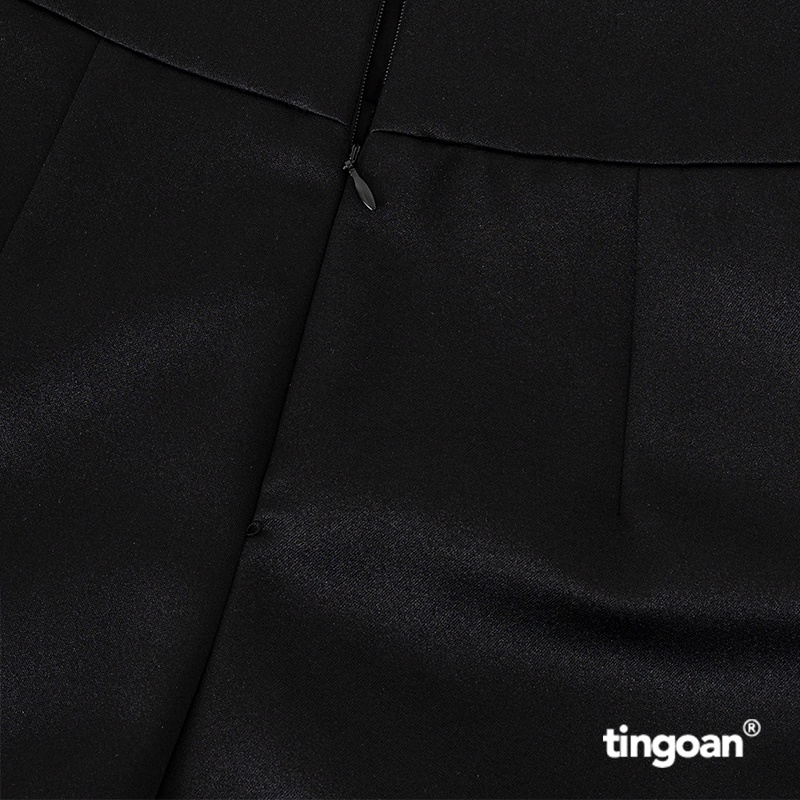 TINGOAN® - Quần shorts cạp cao tafta đính cúc gấu đen NO PHOTO SHORTS/BL