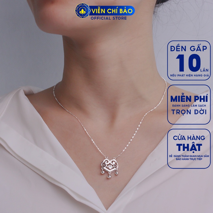 Dây chuyền bạc nữ trường mệnh chuông đính đá chất liệu bạc 925 thời trang phụ kiện trang sức Viễn Chí Bảo D000386