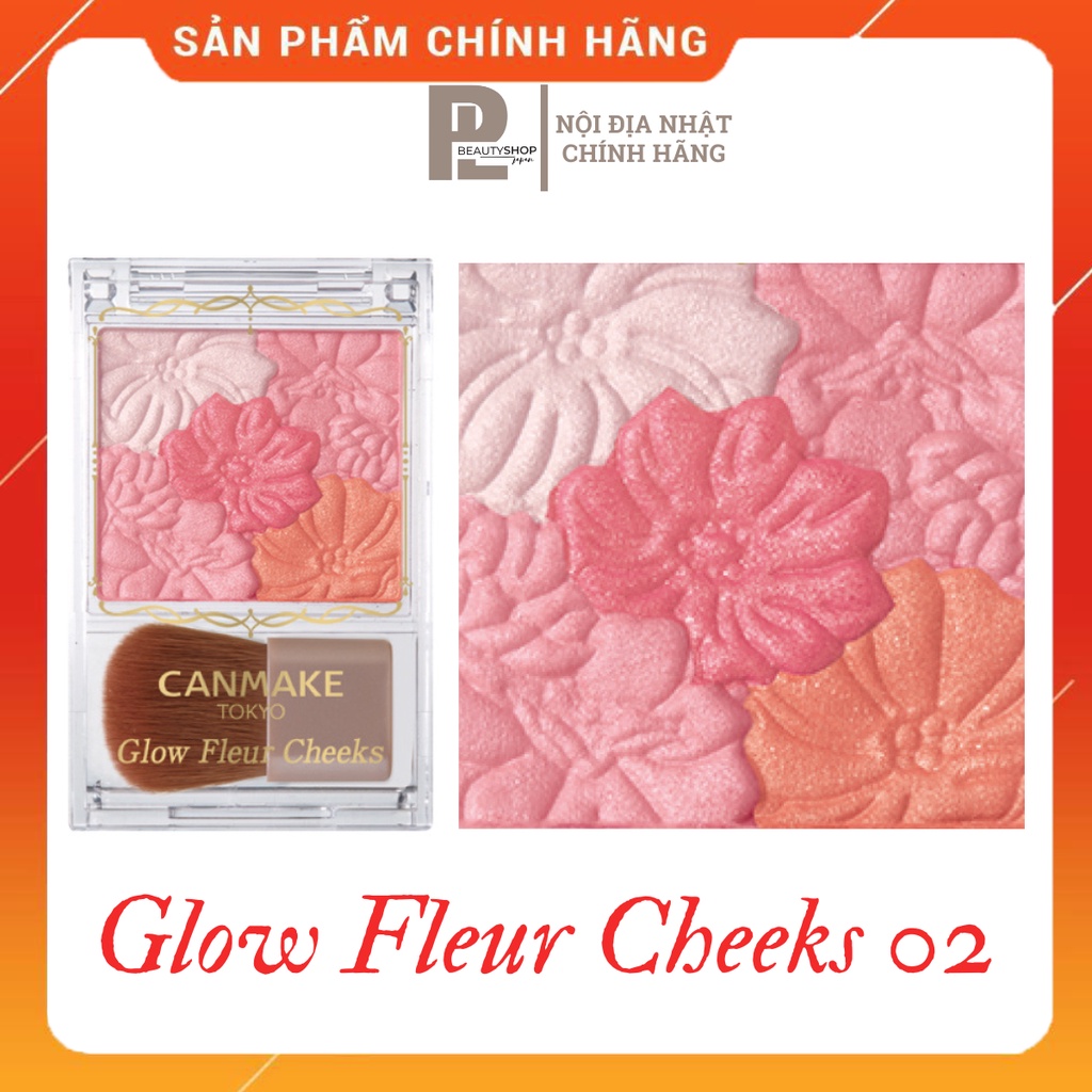 Phấn Má Hồng Canmake Glow Fleur Cheeks 6,3g.#02 Apricot Fleur