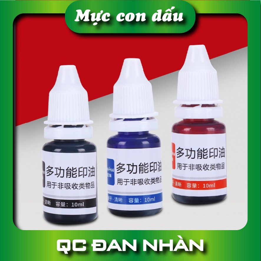 Mực in con dấu khô được trên nhựa, decal, thủy tinh... bình 10ml