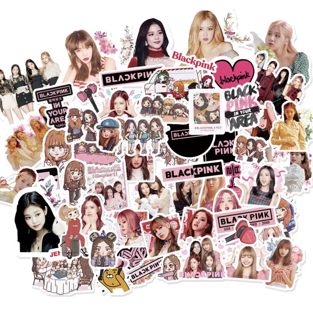 Sticker PVC chống nước nhóm nhạc BlackPink Jisoo,Jennie.Rose',Lisa