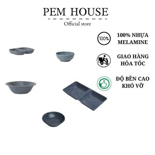 Chén Nhựa Melamine Vân Đá Xanh Nhiều Size