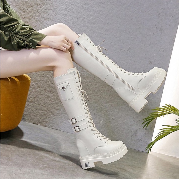 Bốt đế xuồng cổ cao có 2 đai 11cm PB599-4067