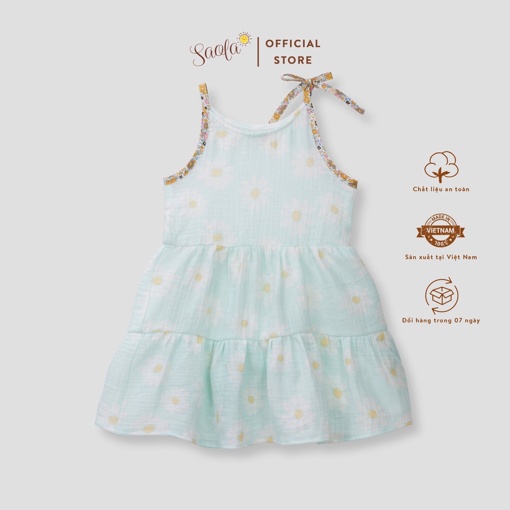 Đầm Muslin Maxi Tầng Cột Dây Bên Vai Cho Bé Gái - NELI DRESS - DRM036 - SAOLA KIDS CLOTHING