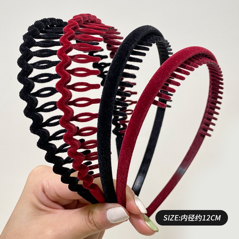 Băng Đô Gợn Sóng Màu Trơn Chống Trượt Có Răng Phong Cách Nhật Hàn Đơn Giản