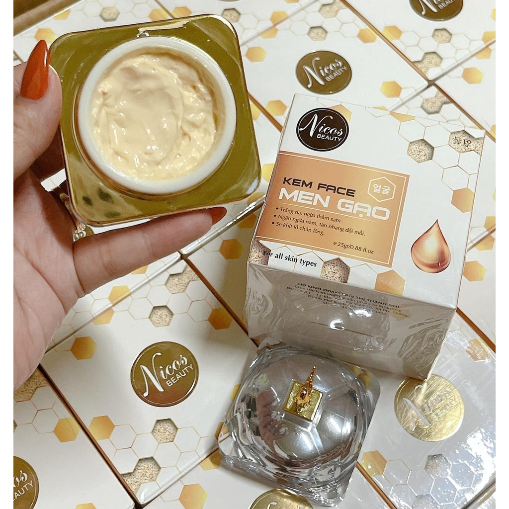 Kem face men gạo Nicos Beauty Thanh Nhi giúp dưỡng trắng da, ngăn ngừa thâm sạm