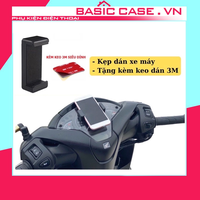 Kẹp điện thoại dán xe máy dán trên mặt đồng hồ Tặng băng dính 3M Đầu Kẹp Điện Thoại Gắn Tripod live stream đỡ điện thoại