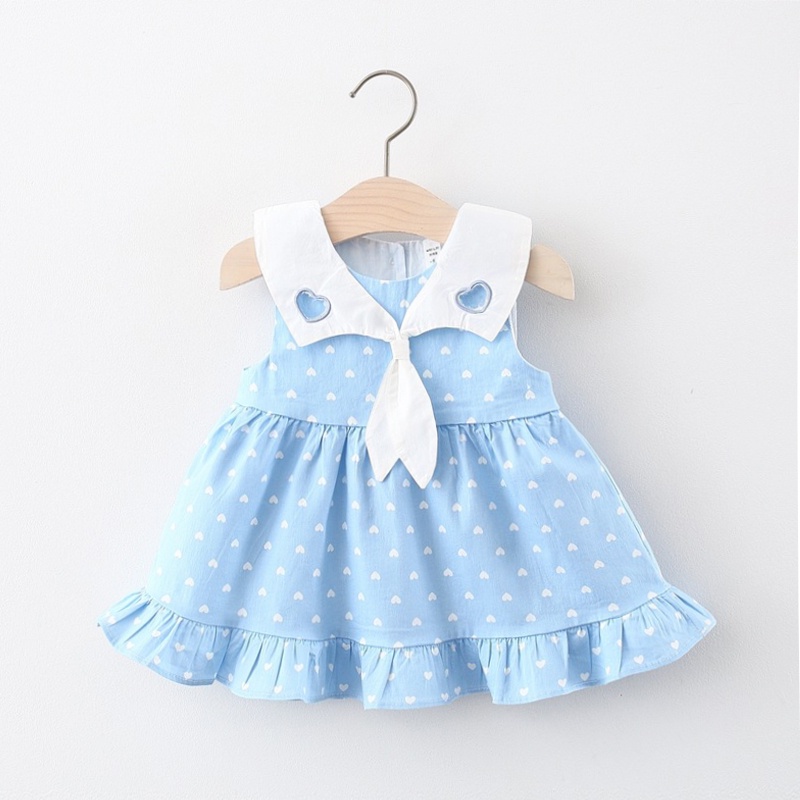 Đầm Cotton Sát Nách Phối Bèo Thời Trang Mùa Hè Chất Lượng Cao Cho Bé Gái