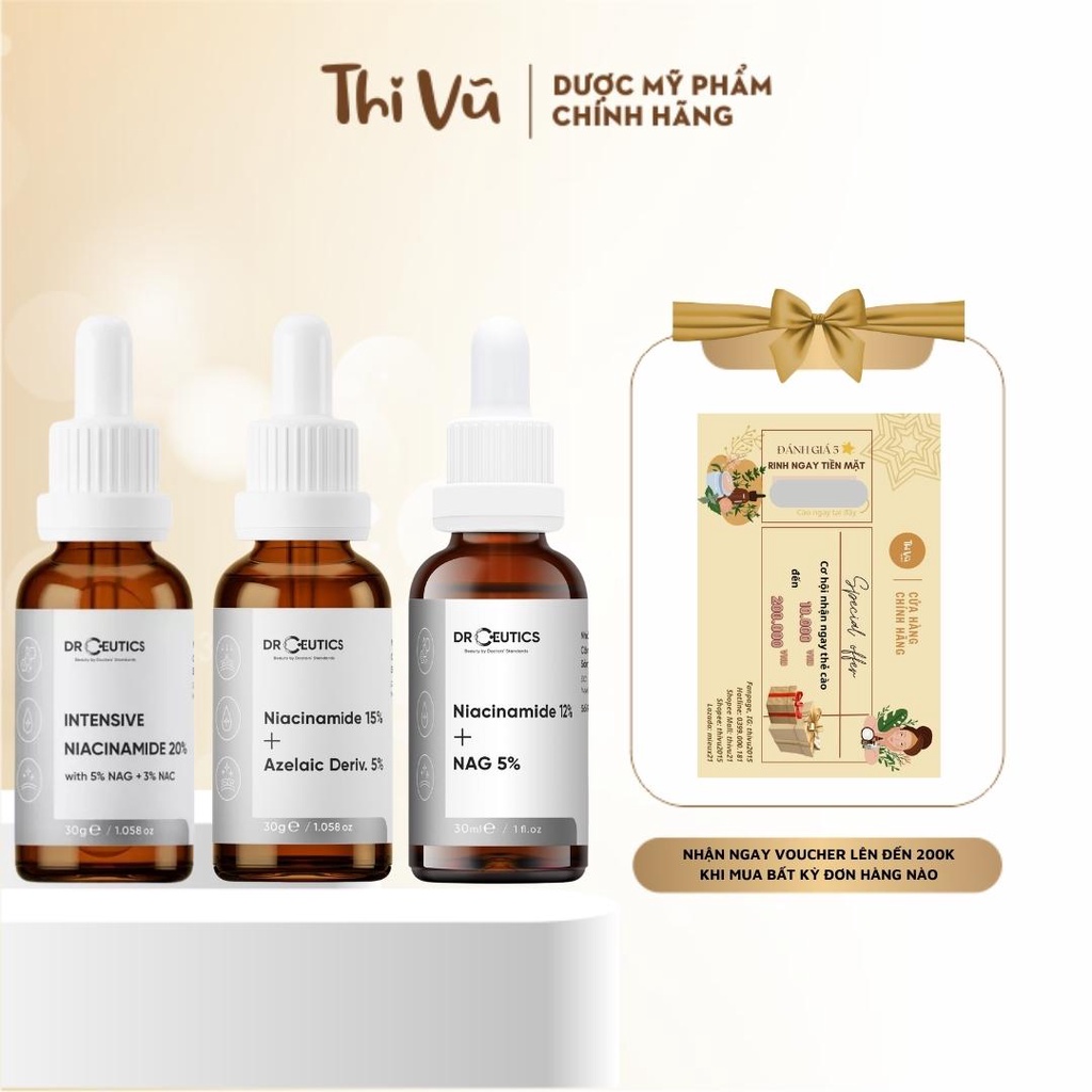 Tinh chất Serum B3 Niacinamide DrCeutics giảm thâm, sáng da, kiềm dầu 30ml 100ml - Thi Vũ