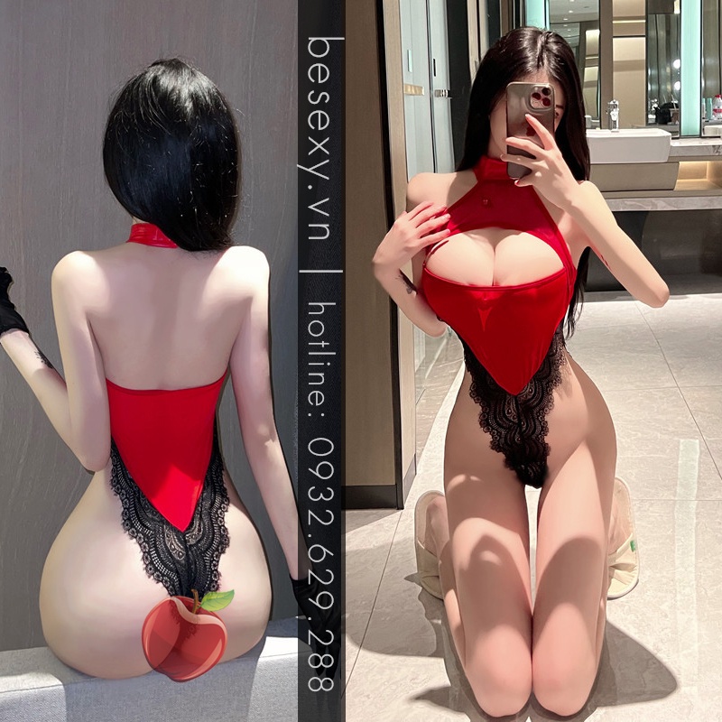 Bodysuit trong suốt khoét ngực phối ren sexy gợi cảm