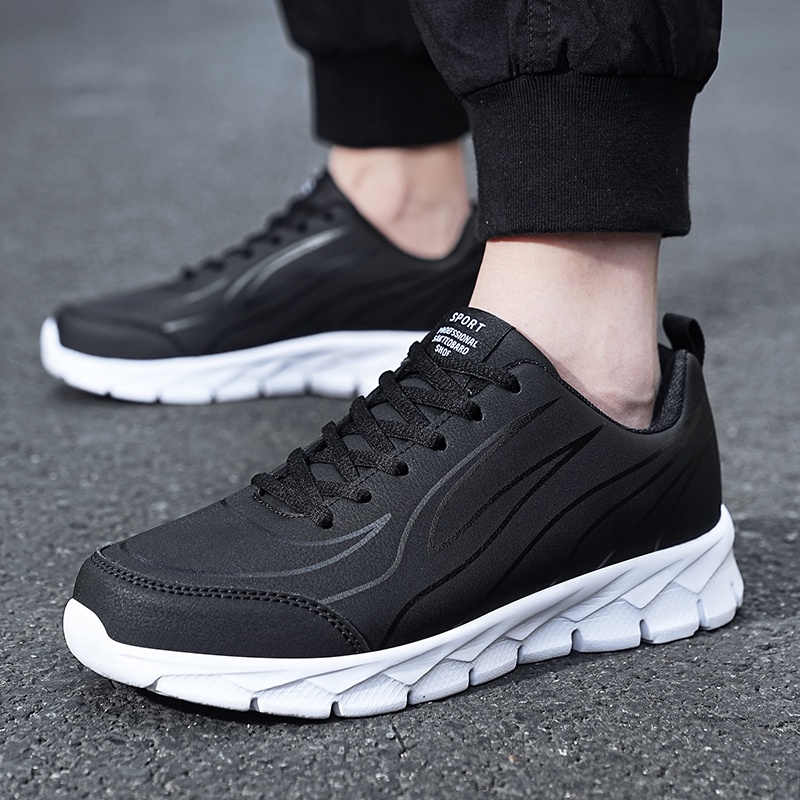 Giày Thể Thao Da Siêu Nhẹ Chống Thấm Nước Size Lớn 39-48 Thời Trang Cho Nam