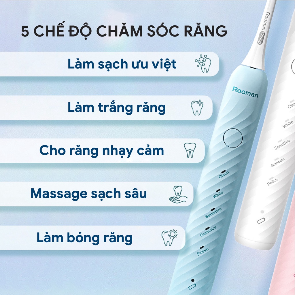 Combo bàn chải điện Mjk05 + Tăm nước T-Flash T02 tia mạch xung, làm sạch răng hiệu quả