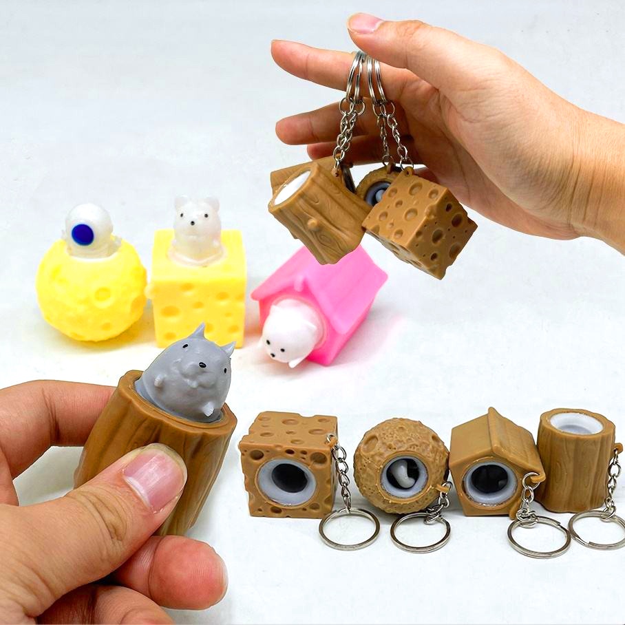 Squishy gấu chuột thỏ trốn trong cốc