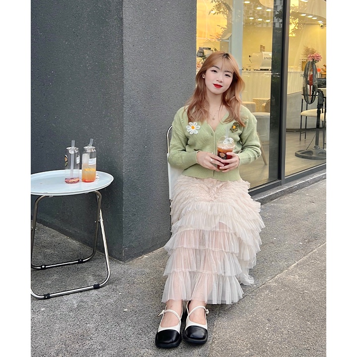 Áo khoác len nữ dáng ngắn Ngói clothing áo cardigan len đẹp, trẻ trung ,tiểu thư , 2 màu trắng xanh freesize