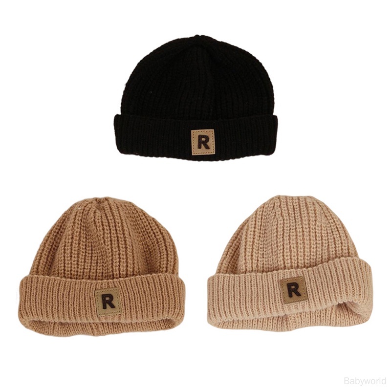 Mũ Len Dệt Kim In Chữ R Phong Cách Nhật Bản Cho Bé Trai Và Gái