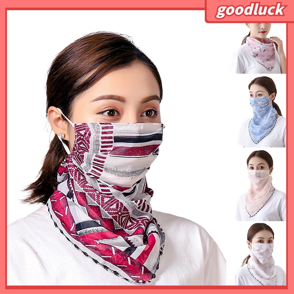 Bộ 2 Khăn Che Mặt Chống Tia UV Thoáng Khí In Họa Tiết Lông Vũ