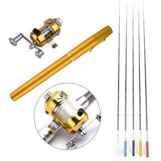 Cần câu cá mini bằng hợp kim nhôm hình cây bút bỏ túi tiện dụng
