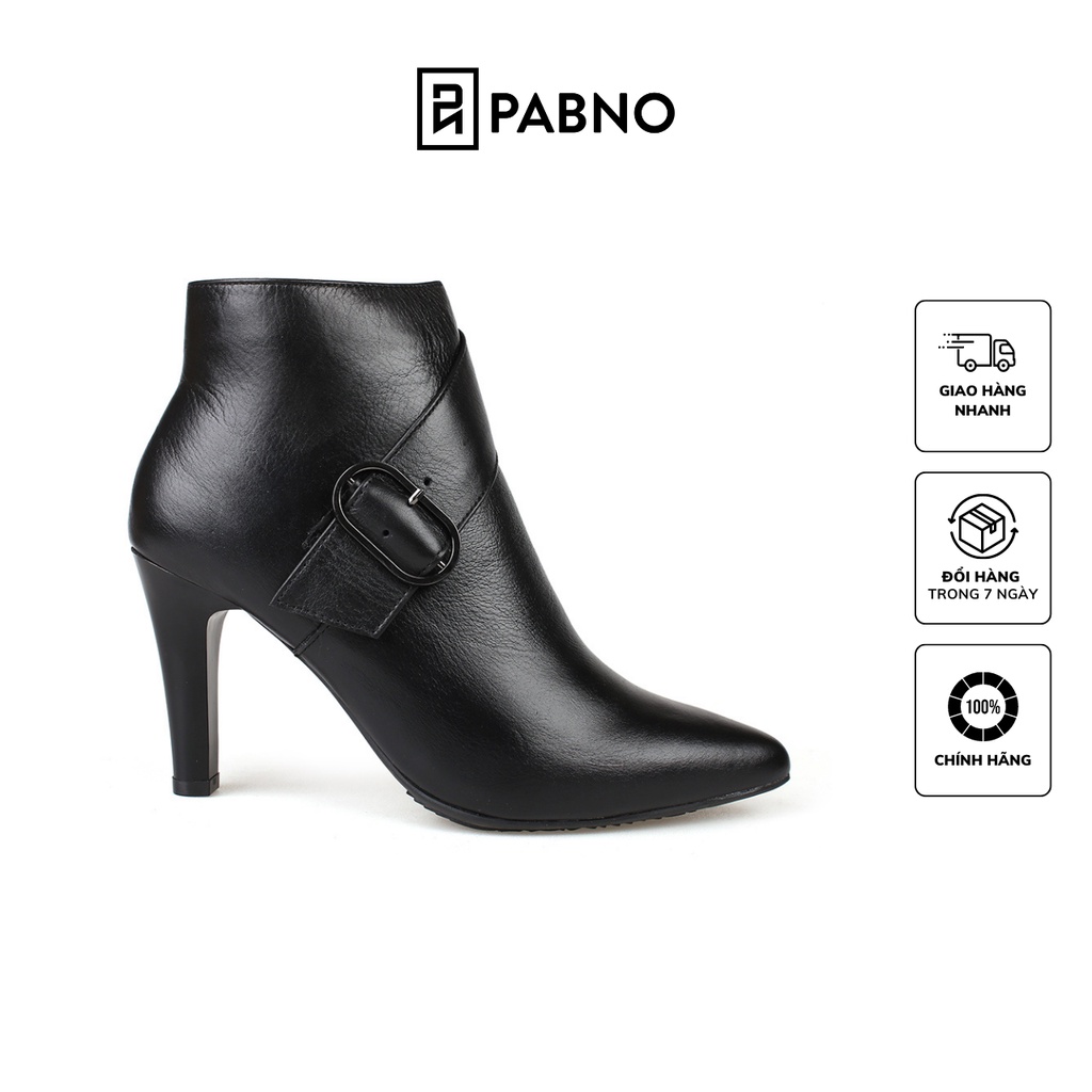 Boot nữ PABNO PN643, Boot nữ da cao cấp mềm mại khóa kéo bên, gót cao 8cm; Phom ôm bàn chân, lót trong êm và thoải mái