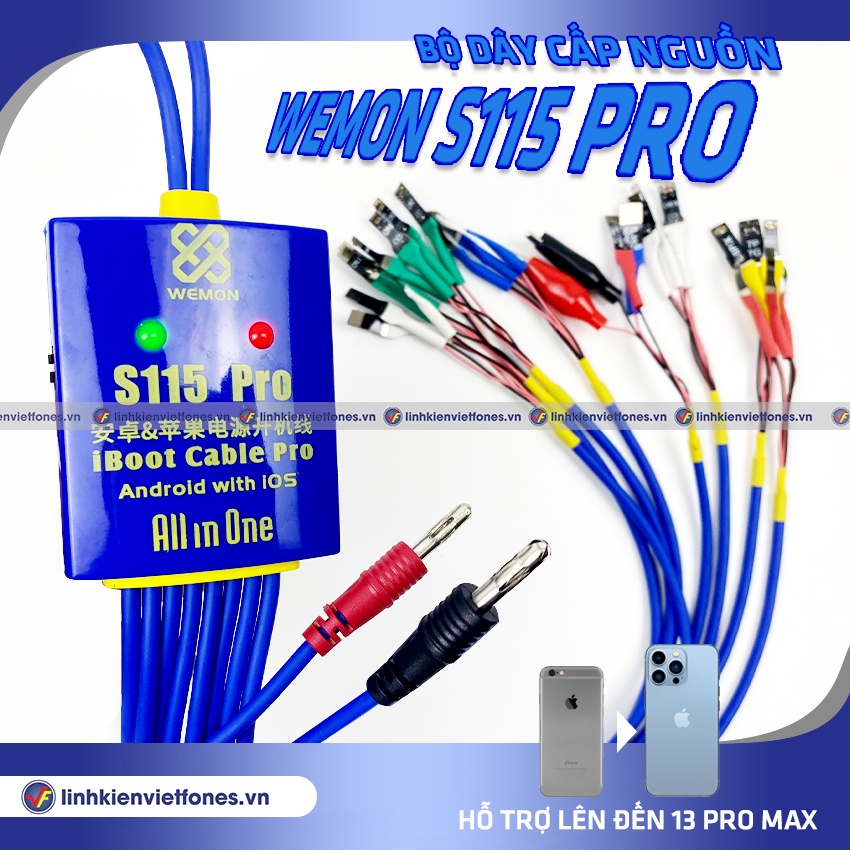 Dây cấp nguồn cho điện thoại, Dây Wemon cấp nguồn S115 Pro (6 Đầu Ip + 17 Đầu Android)