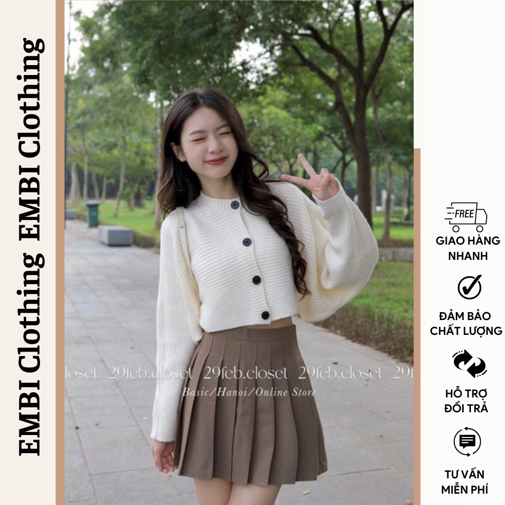 A171 Áo cardigan croptop cổ tròn,áo len dài tay cánh dơi hàng Quảng châu EMBI CLOTHING