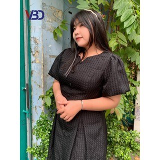 Đầm caro phối nút bọc Bigsize DA013