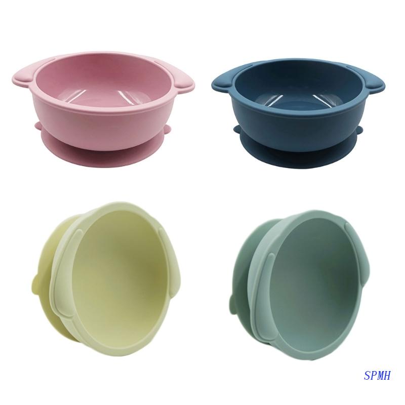 Bát Ăn Bằng Silicone Không BPA Màu Trơn Có Giác Hút Cho Bé Sơ Sinh