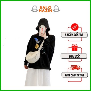 Túi vải tote đeo chéo bán nguyệt vải canvas phong cách unisex - Balo Hazin