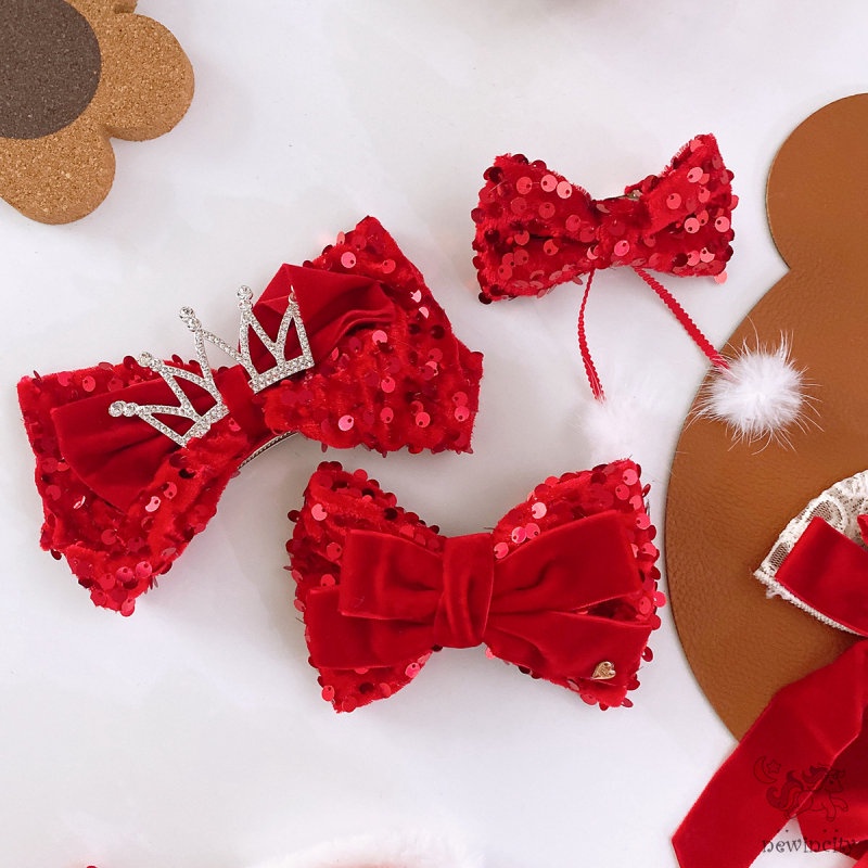 Kẹp Tóc Hình Nơ Đính Kim Sa Lấp Lánh Mừng Năm Mới Phong Cách Trung Hoa