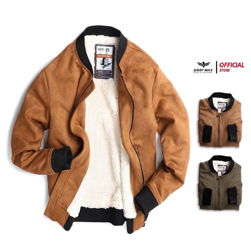 Áo khoác nam bomber da lộn nam cao cấp 2 lớp lót lông cừu siêu ấm, giữ nhiệt tốt, chống nhăn, cản gió