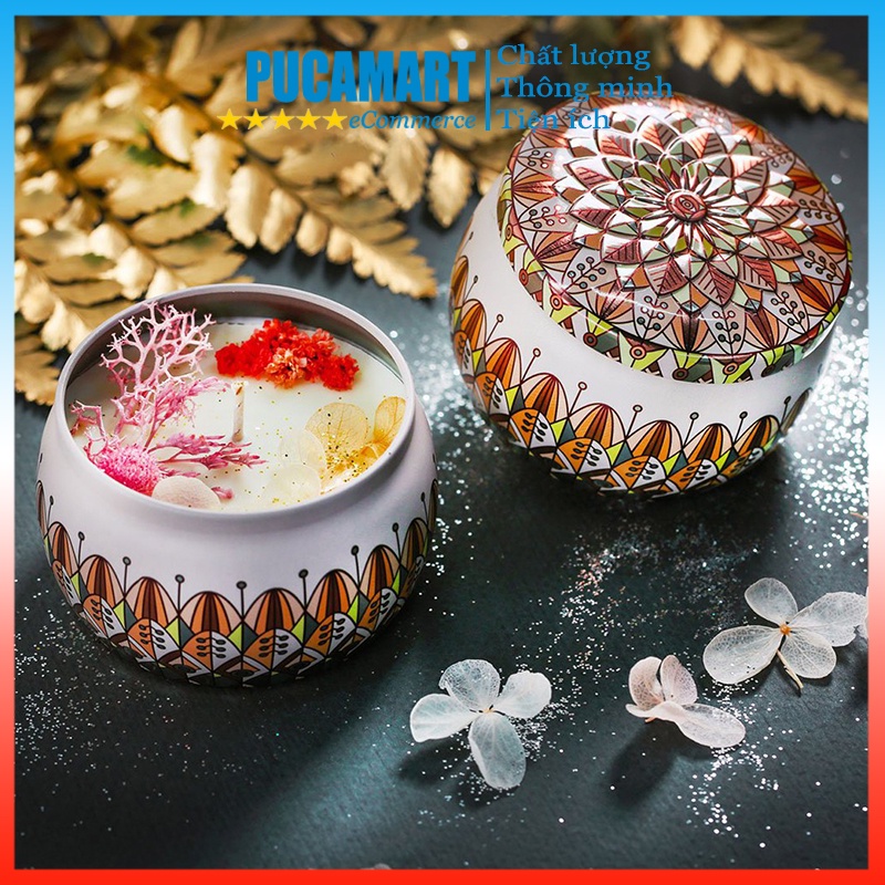 Nến Thơm Hoa Khô Tự Nhiên PUCA Thư Giãn, Nến Cao Cấp Chính Hãng Nhiều Mùi Cực Thơm