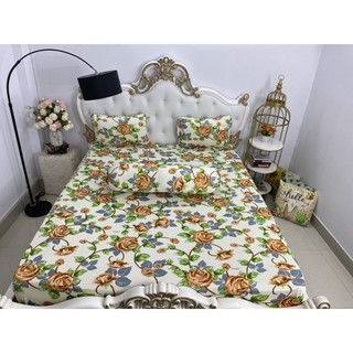 Bộ ga thun hàn quốc mẫu bông hồng