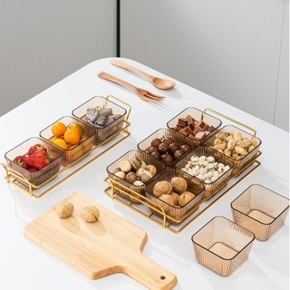 Set 6 khay nhựa mika cao cấp , đựng bánh kẹo mứt Tết kèm nắp và khay siêu sang