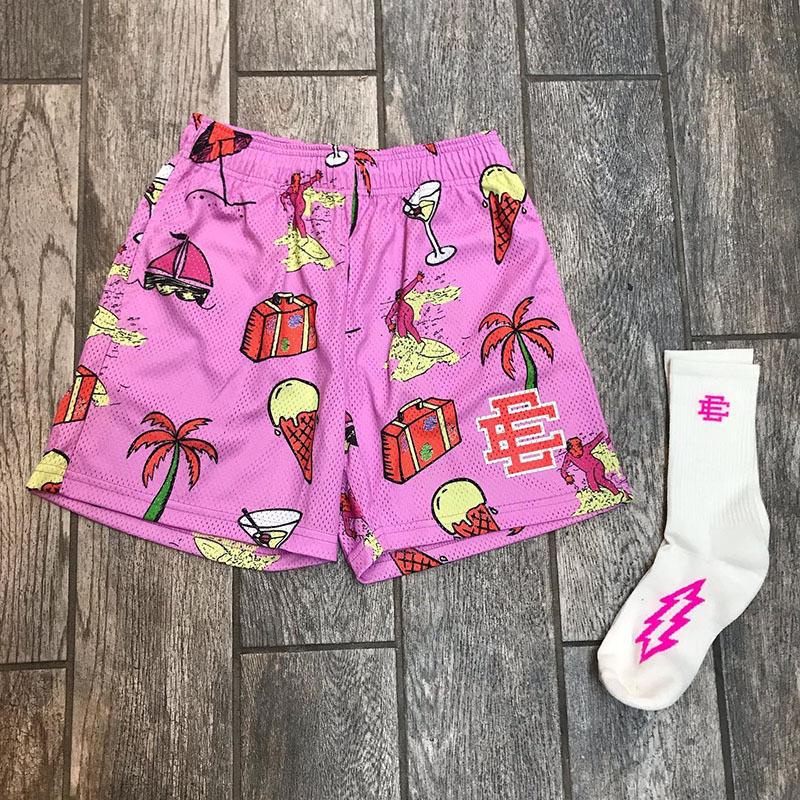 Eric Emanuel Quần Short Thể Thao Dài Đến Đầu Gối Dáng Rộng Phối Lưới Thoáng Khí Phong Cách Mỹ Hợp Thời Trang Mùa Hè Hàng Mới Dành Cho Nam