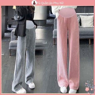 Quần Bầu Mùa Đông Quần Jogger Nữ Quần Legging Nhung Chenille Ống Rộng Nâng Bụng Mặc Ngoài Trời Phong Cách Mới Dành Cho Bà