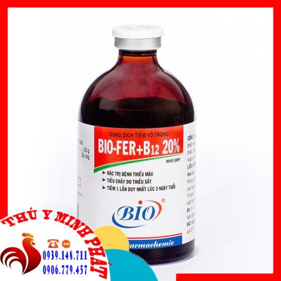 BIO FER B12 20% (chai 20ml) BỔ SUNG SẮT CHO HEO CON, GÀ ĐÁ ...