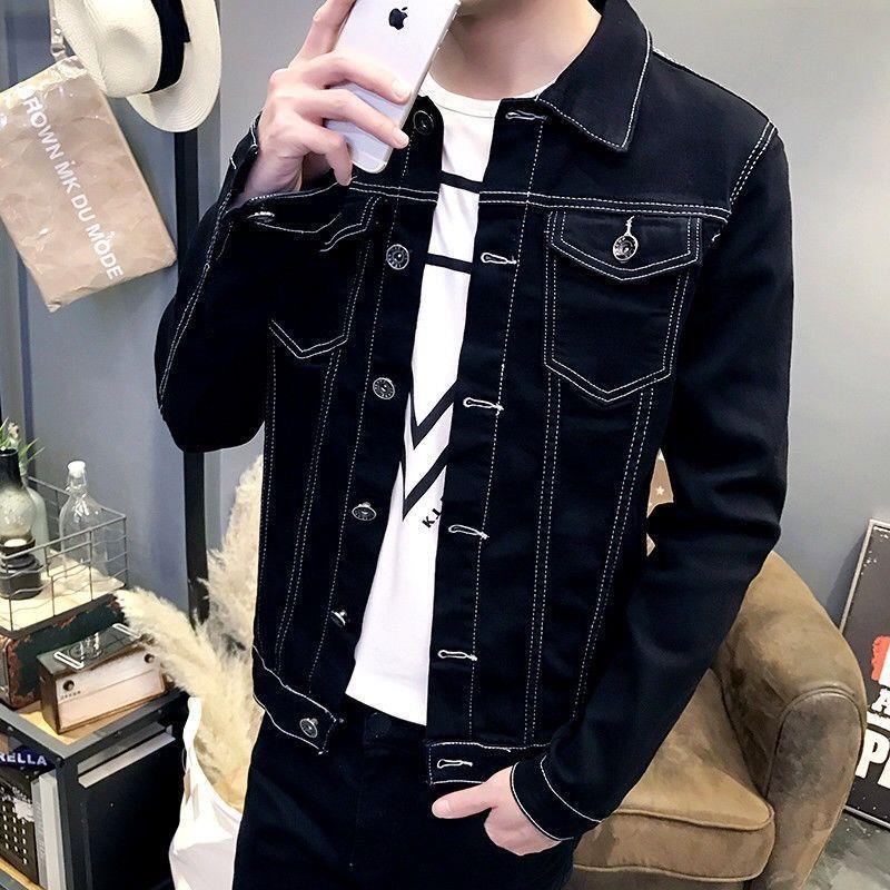 Áo Khoác Jean Dáng Ôm Thời Trang Mùa Thu Dành Cho Nam Size Lớn lelaki