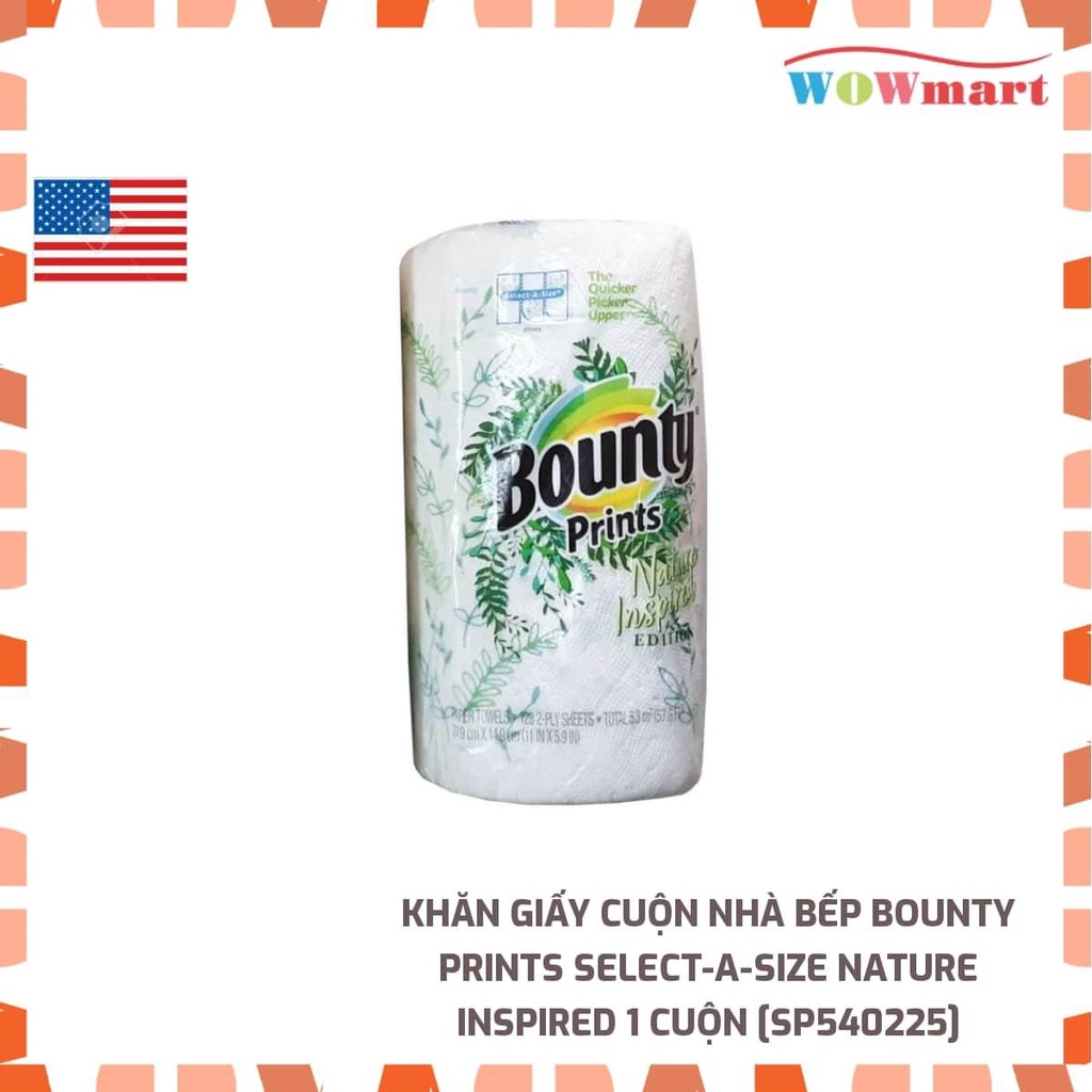 Khăn giấy cuộn nhà bếp Bounty Prints Select-A-Size Nature Inspired 1 cuộn