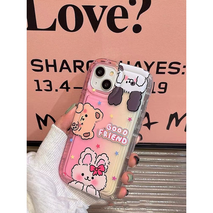 Ốp Điện Thoại TPU Dẻo Trong Suốt Họa Tiết Gấu / Thỏ Dễ Thương Cho IPhone 14 13 12 11 Pro X XR XS Max 6 6S 7 8 Plus