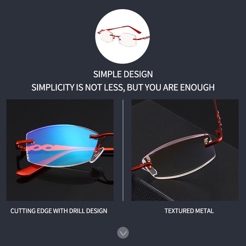 Kính Đọc Sách HD Không Gọng Siêu Nhẹ Chống Bức Xạ Cho Nữ