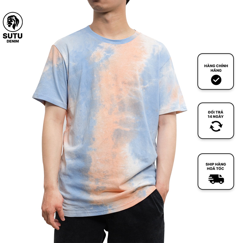 Áo Thun Nam Form Rộng SUTU TIE DYE Phong Cách Đa Màu Sắc Tạo Điểm Nhấn Nơi Đám Đông A2OCES