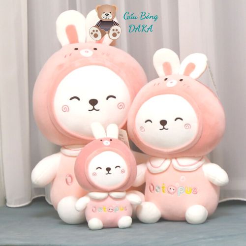 Gấu Bông Gấu Octopus Mặc Áo Nhỏ Xinh Màu Hồng Nhồi Gòn Cao Cấp DAKA