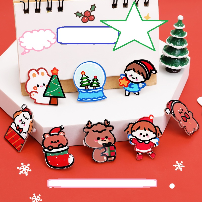 Ghim Huy Hiệu Giáng Sinh Pin Cài Áo Balo Mũ Túi Cặp Sách Hoạt Hình Ulzzang Cute Dễ Thương
