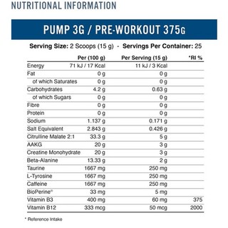 [New] Pump 3G Pre Workout Applied Nutrition 50 scoops (25 Servings)