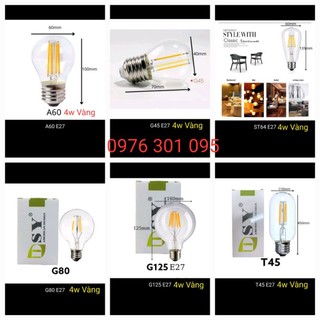 Bóng led EDISON nhiều loại, 4w Vàng, Chuyên DECOR Trang Trí
