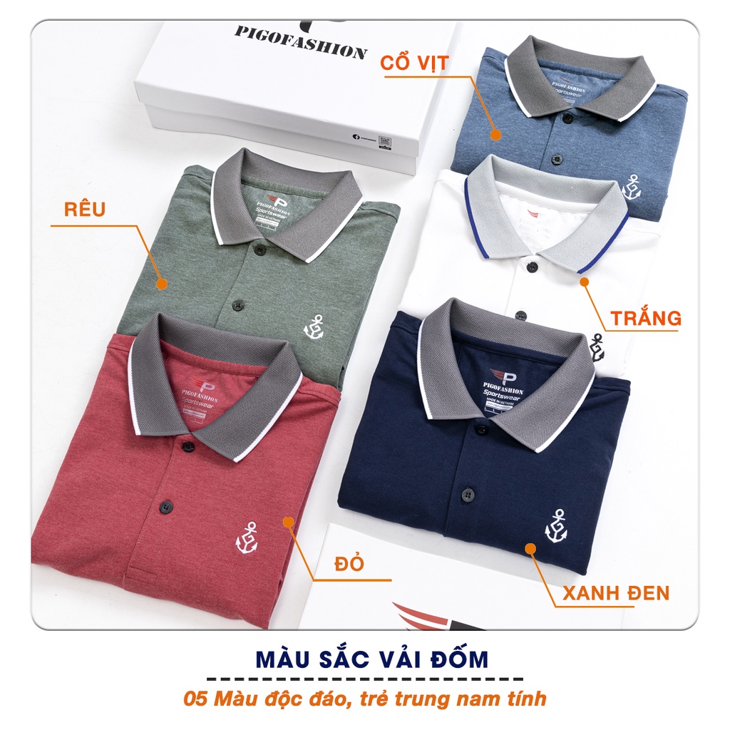 Áo polo nam cổ bẻ SPMAHT08 cổ phối bo, form suông, dày dặn - PigoFashion