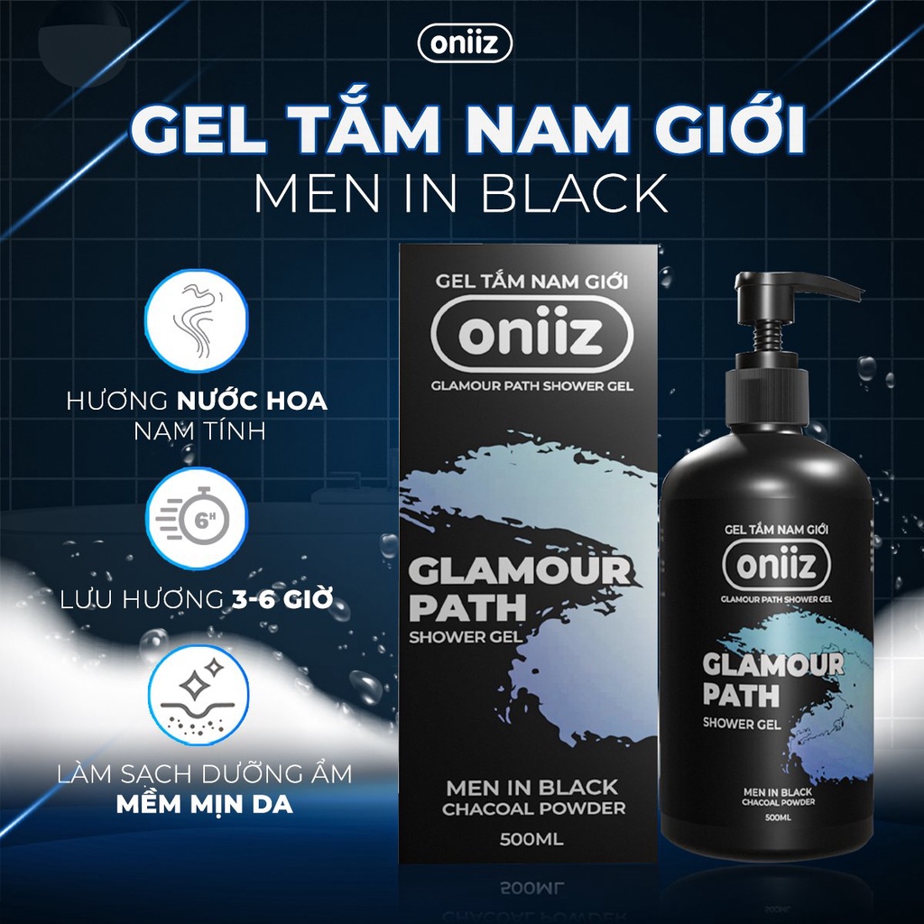 Sữa tắm hương nước hoa Oniiz, Gel tắm nam giới Men In Black hương thơm nam tính, lưu hương lâu