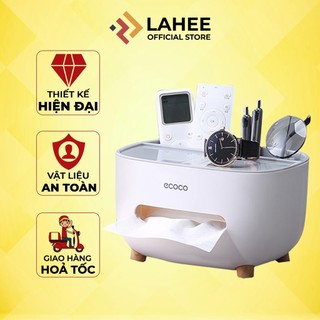 Hộp đựng giấy ăn ecoco, hộp đựng khăn giấy để bàn có khay để đồ tiện lợi - lahee t.hgdbe