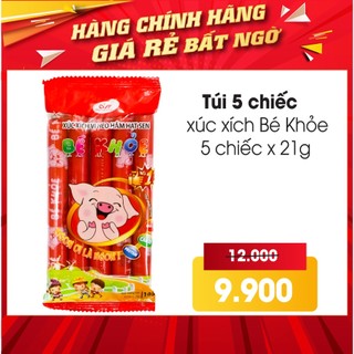Xúc xích Bé Khoẻ ngon ơi là ngon vị heo hầm gói 5 chiếc x 21g
