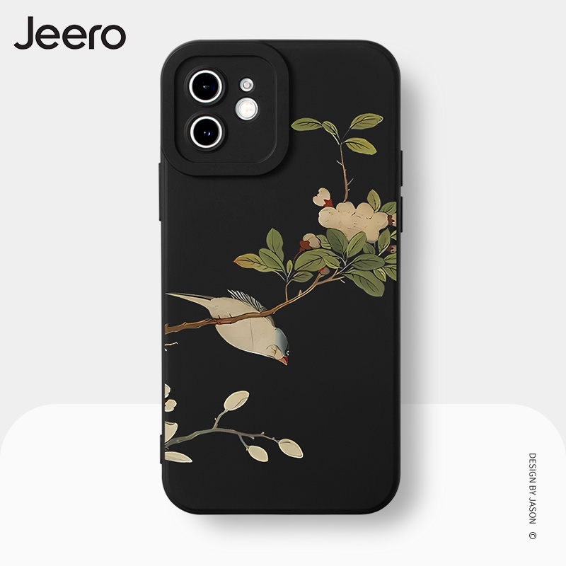 Ốp lưng JEERO đen chống bẩn ngộ nghĩnh vintage độc lạ hoạt hình dễ thương đẹp mềm Cho iPhone 15 14 13 12 11 Pro Max SE 2020 X XR XS 8 7 ip 6S 6 Plus kute HFE1658