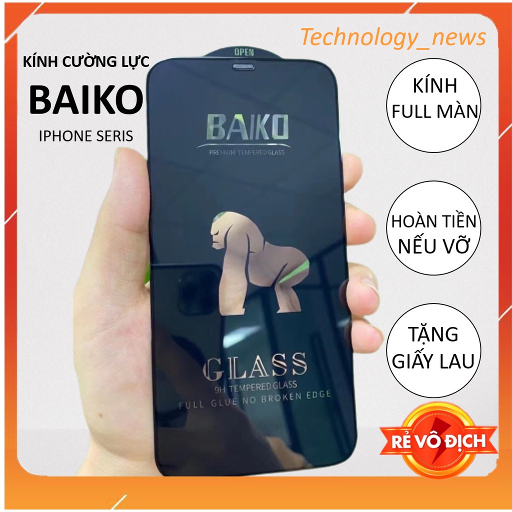 Kính cường lực iphone KingKong full màn 6/6s/6plus/6splus/7/8/7plus/8plus/x/xs/xsmax/11/12/13/14/pro/promax - ORIO [K-A]